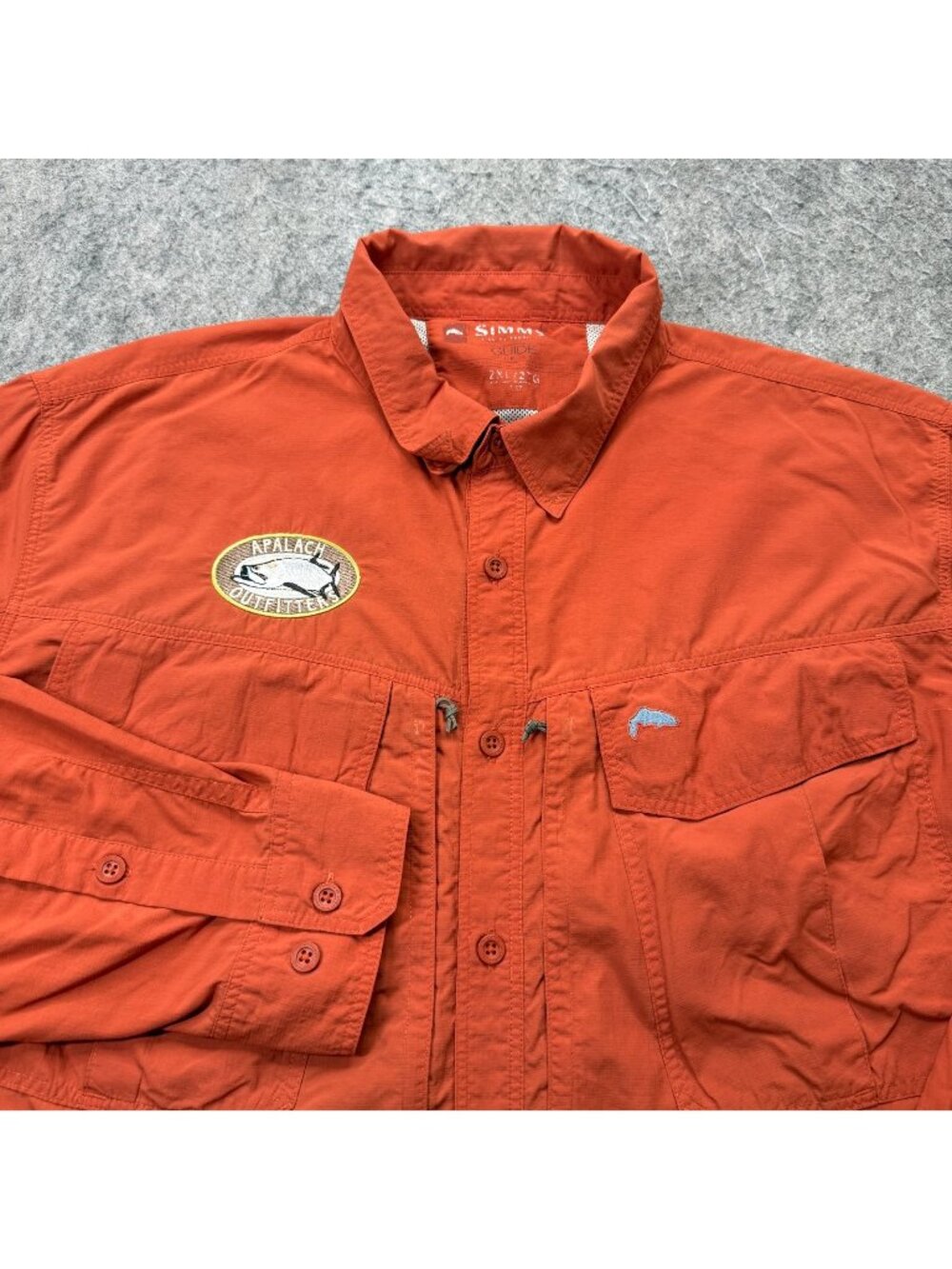 Simms Guide Fishing Shirt Men 2XL Orange Performance Lightweight UV Protection